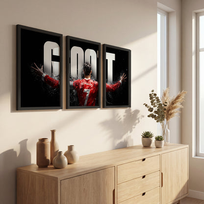 Cristiano Ronaldo GOAT Wall Art Set of 3