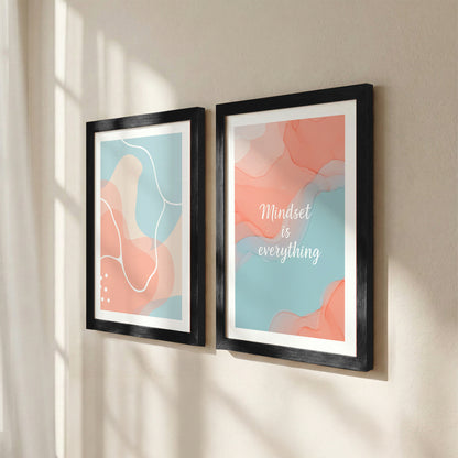 Mindset Is Everything Abstract Wall Art Set of 2