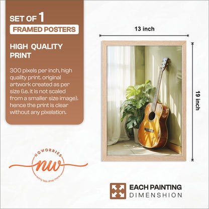 Acoustic Guitar & Greenery Framed Wall Art