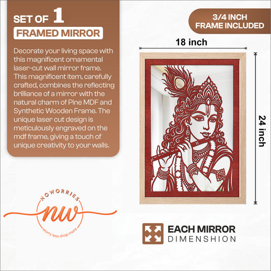 Radha Krishna Pinewood Laser wall Art