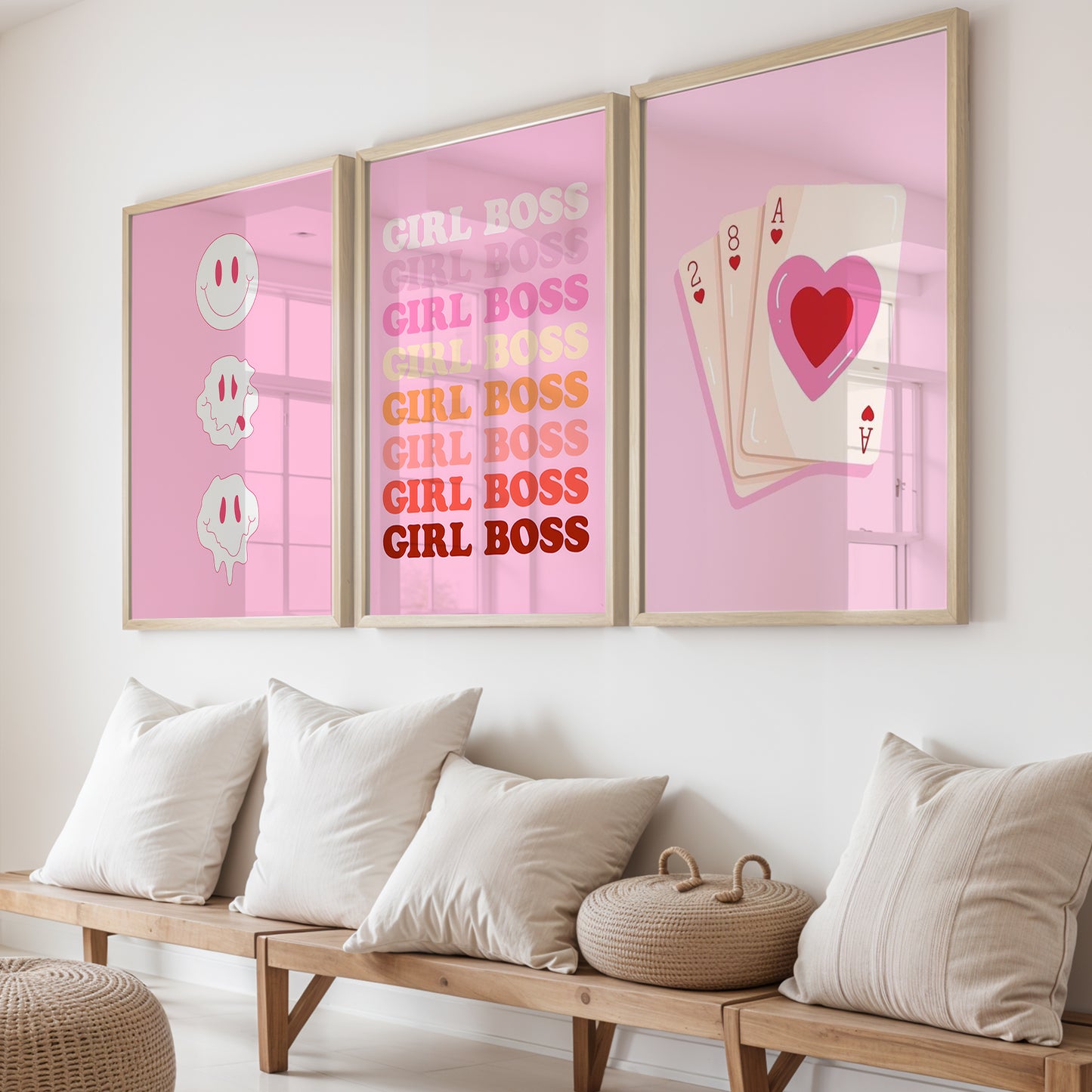 Pink Girl Boss Wall Art Set