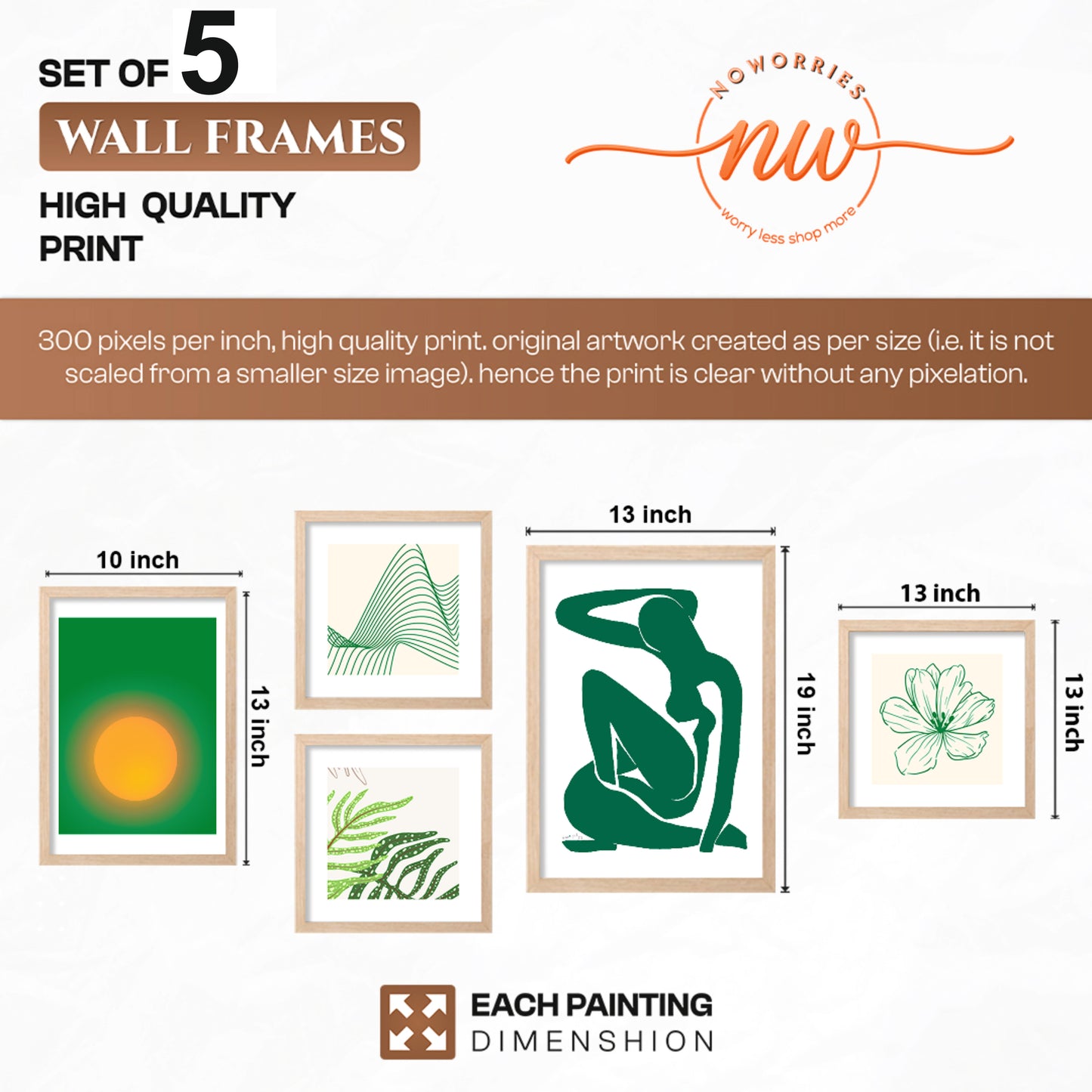 Organic Abstract Wall Set of 5