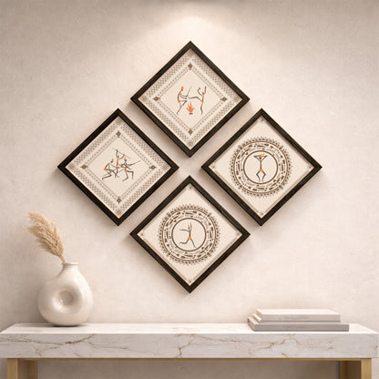 Warli Heritage Wall Art Set of 4