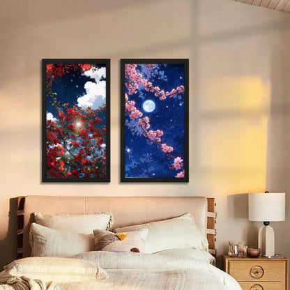 Moonlit Sakura Blossom Wall Frame Set of 2