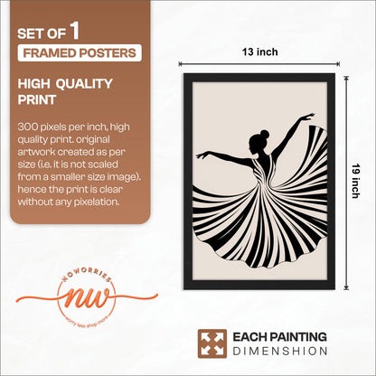 Elegant Ballet Silhouette Framed Wall Art Print