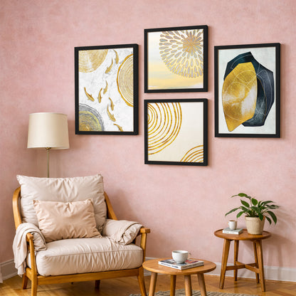 Modern Gold Abstract Wall Art Set of 4