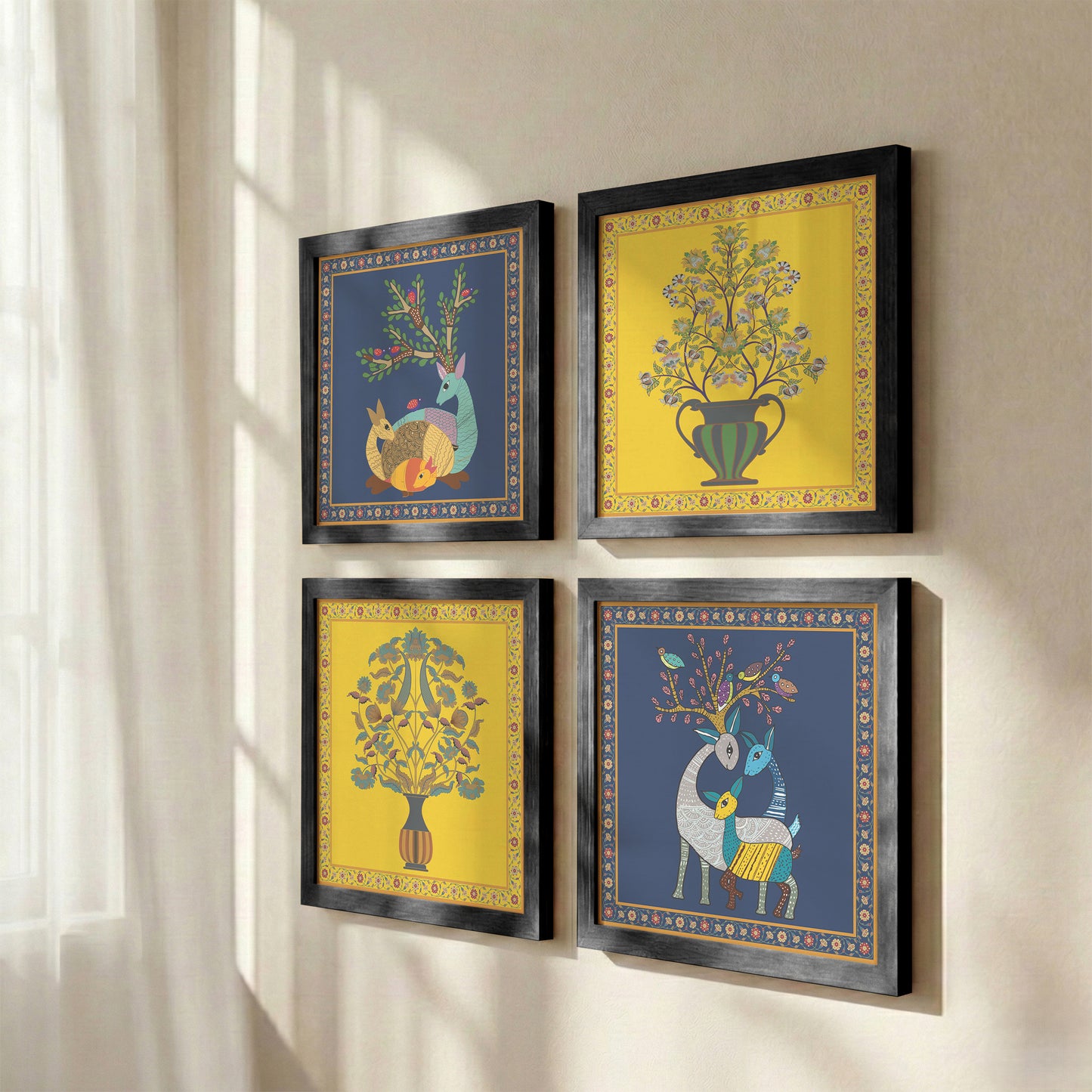Folk Flora Wall Decor Set of 4