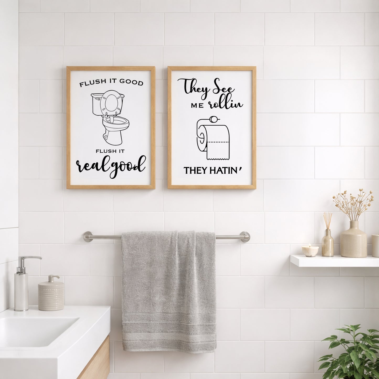 Funny Bathroom Quotes Set of 2