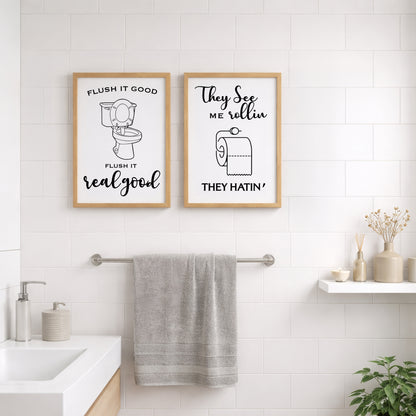 Funny Bathroom Quotes Set of 2