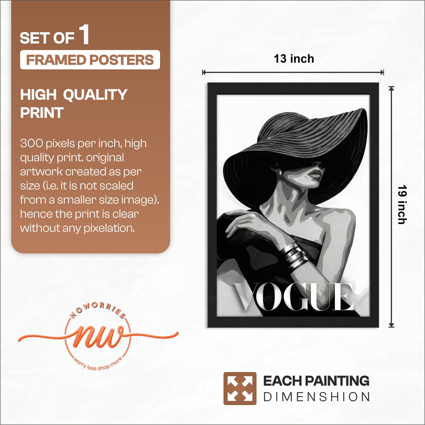 VOGUE Fashion Lady Black & White Framed Wall Art