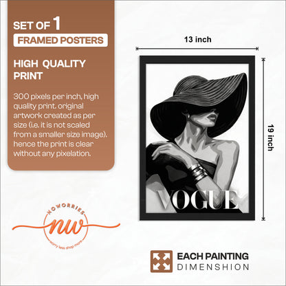VOGUE Fashion Lady Black & White Framed Wall Art