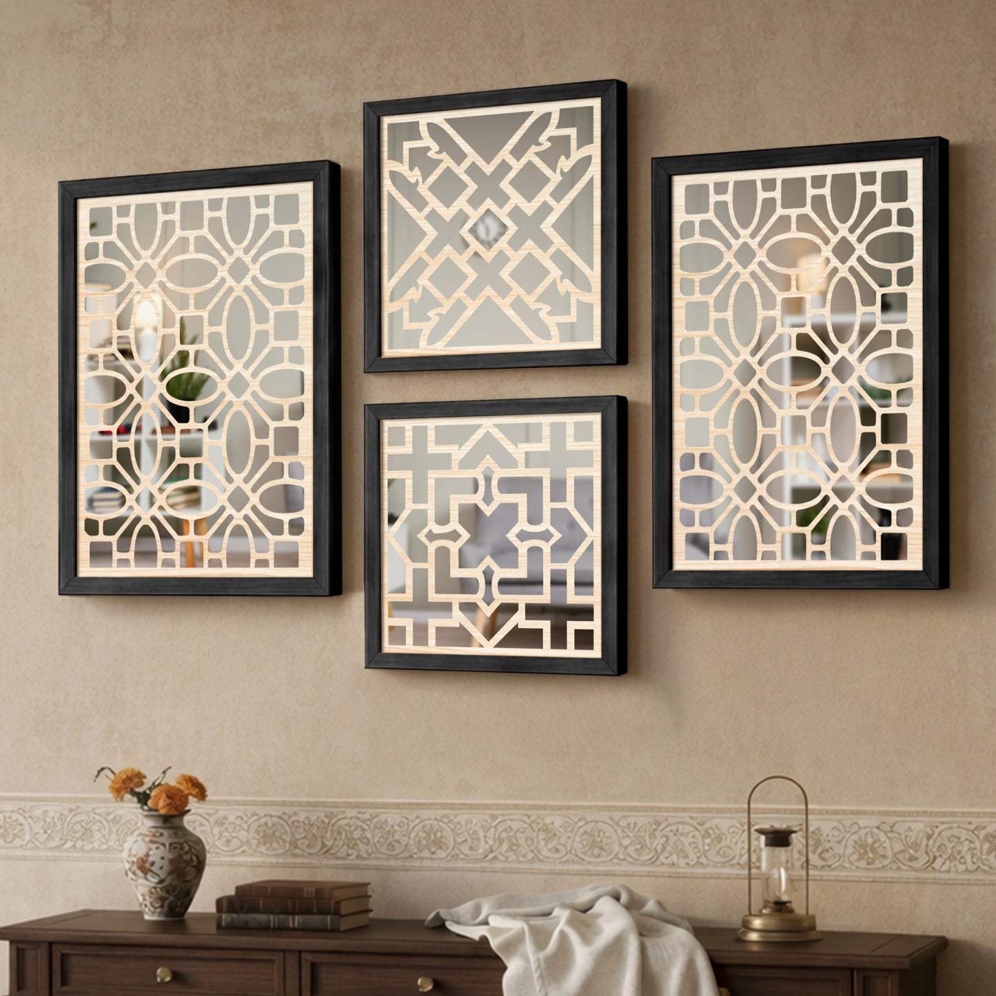 Ornate Mirror Art Set of 4