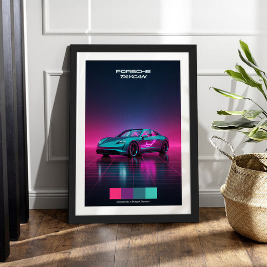 Porsche Taycan Synthwave Wall Frame