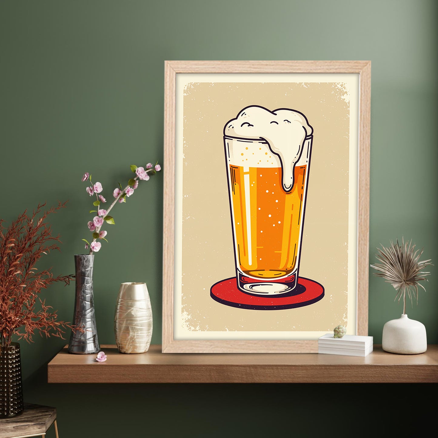 Beer Glass Illustration Frame Set of 1
