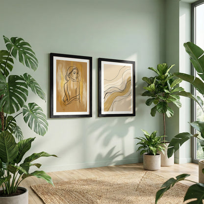 Boho Line Art Framed Set