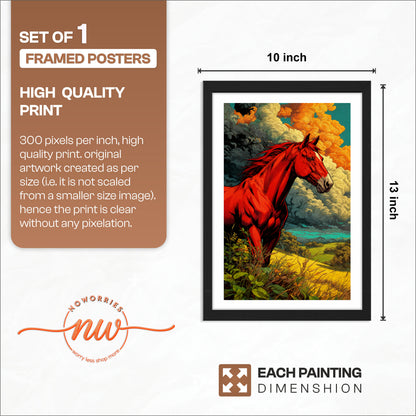 Fiery Red Stallion Wall Frame