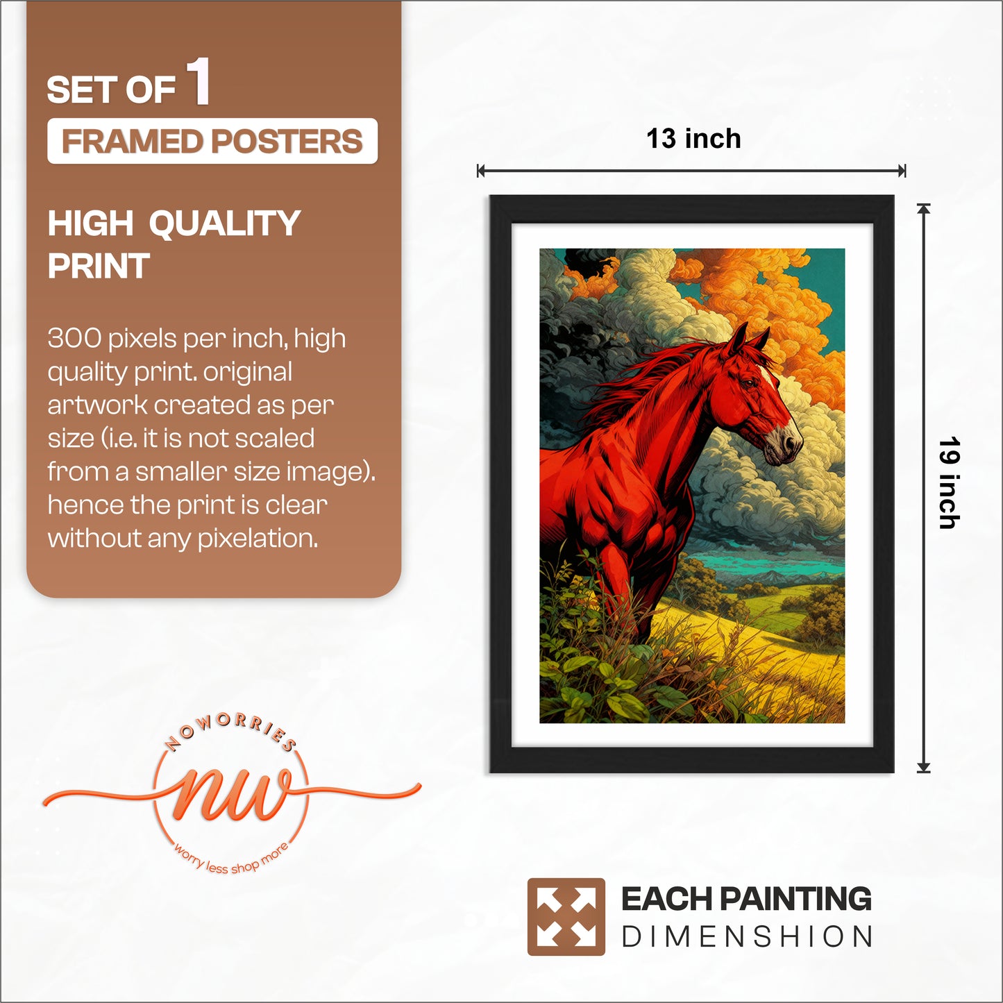 Fiery Red Stallion Wall Frame