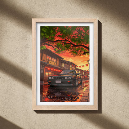 Retro BMW at Sunset Street Wall Frame