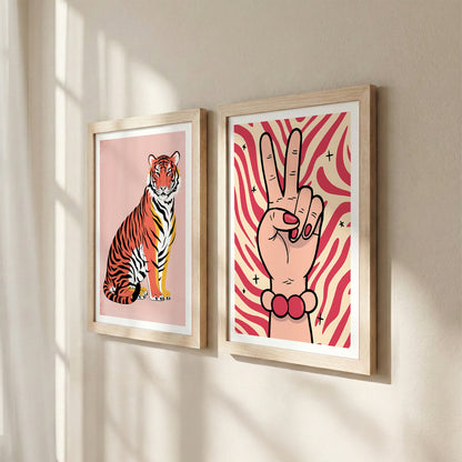Peace & Power Modern Pop Art Wall Art Set of 2