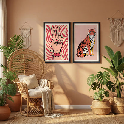 Peace & Power Modern Pop Art Wall Art Set of 2