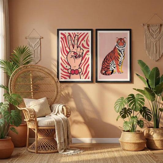 Peace & Power Modern Pop Art Wall Art Set of 2