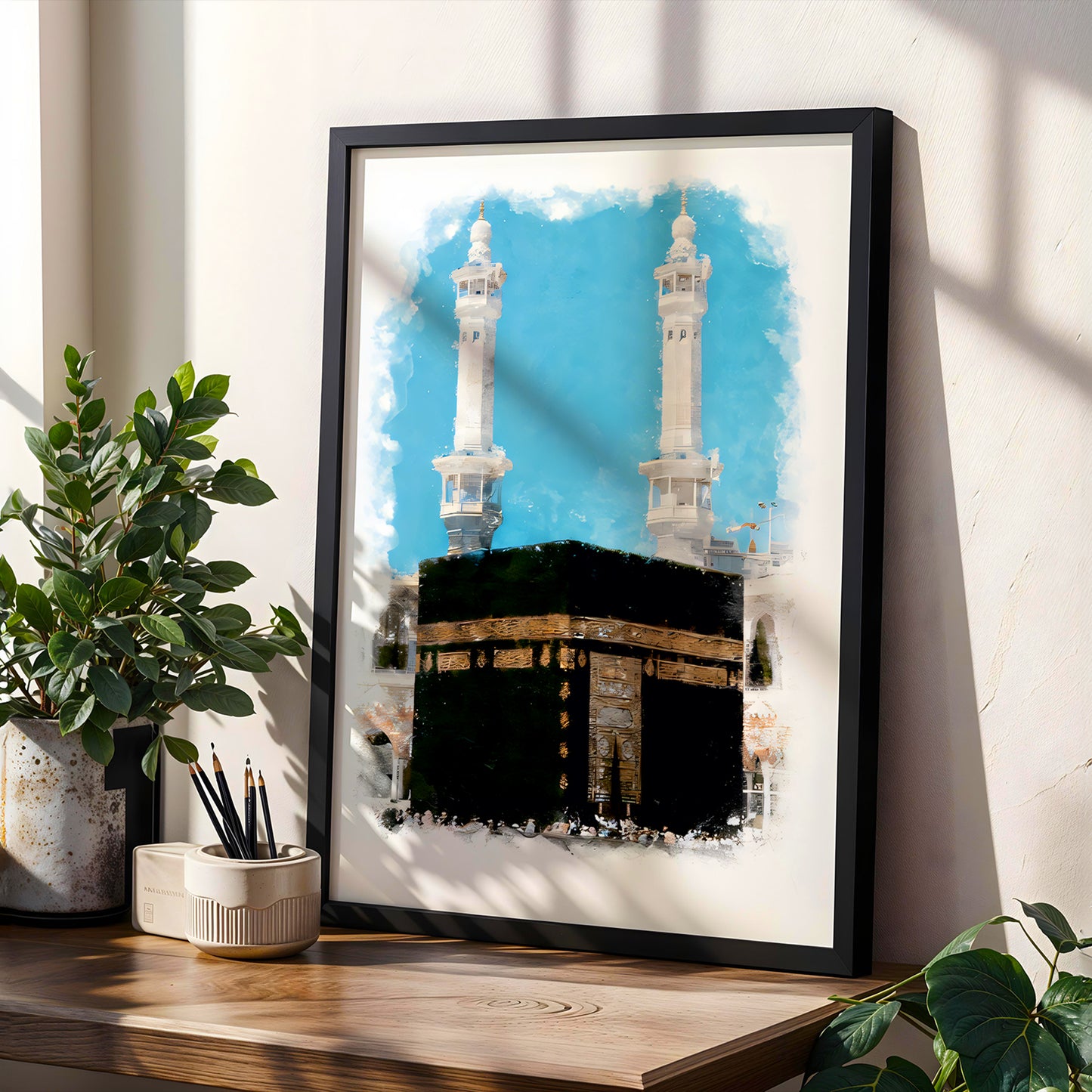 Kaaba Watercolor Islamic Wall Art