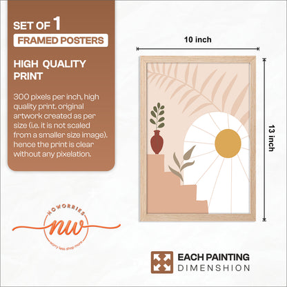 Boho Sunrise Botanical Wall Frame – Set of 1