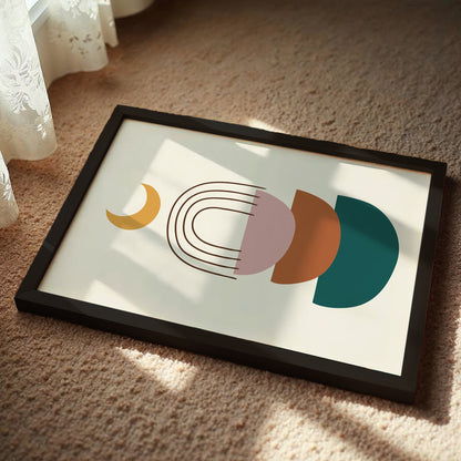 Boho Rainbow Moon Wall Art