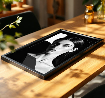 Monochrome Woman Portrait Framed Art Print