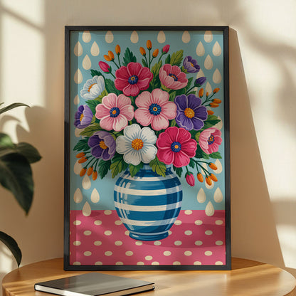 Blooming Floral Vase Framed Wall Art Print