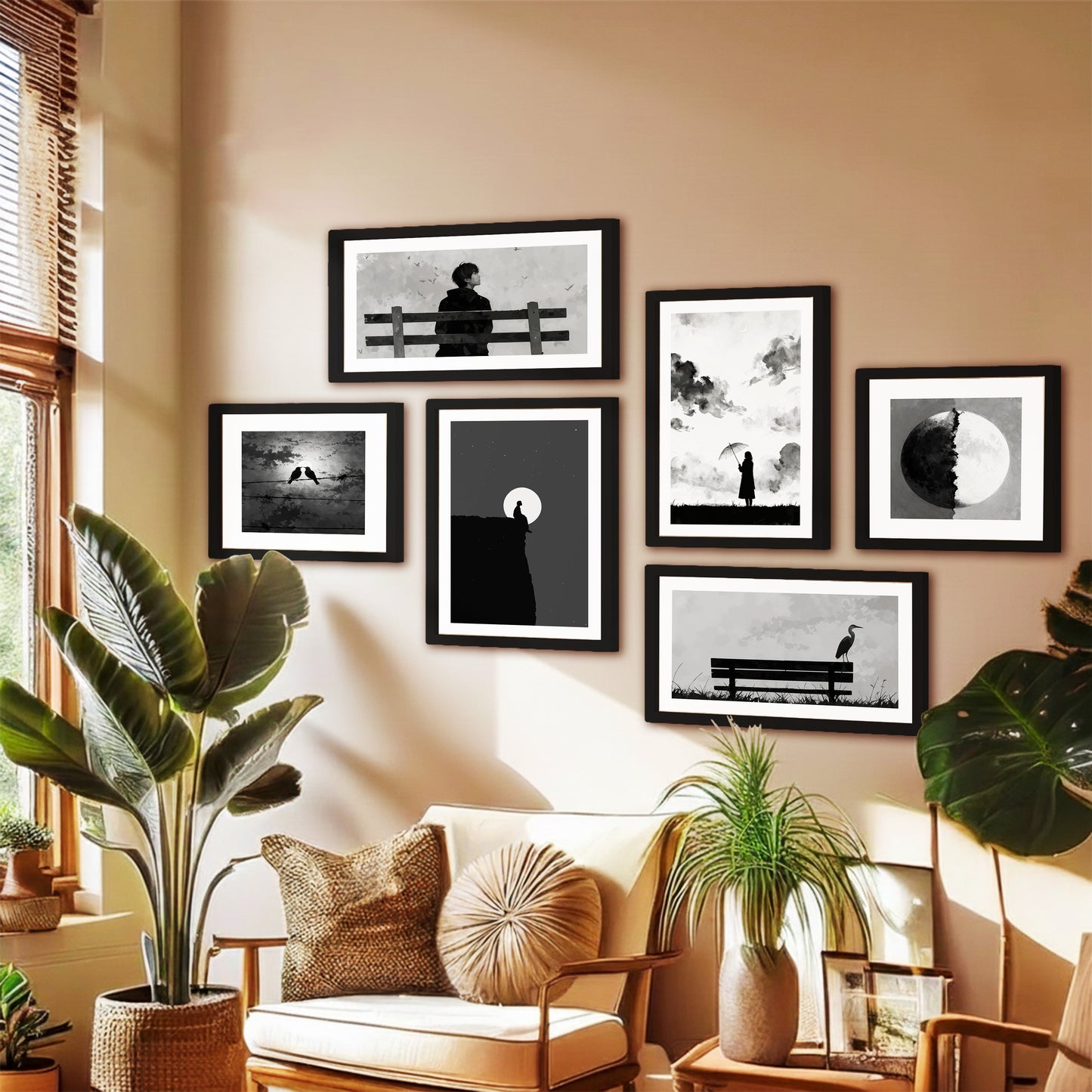 Black & White Minimal Wall Art Set of 6