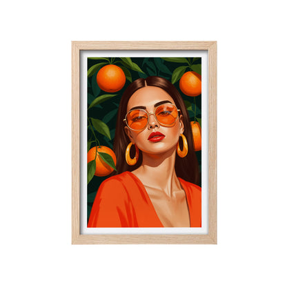 Orange Aesthetic Fashion Portrait Framed Wall Art