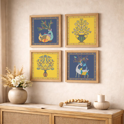Folk Flora Wall Decor Set of 4