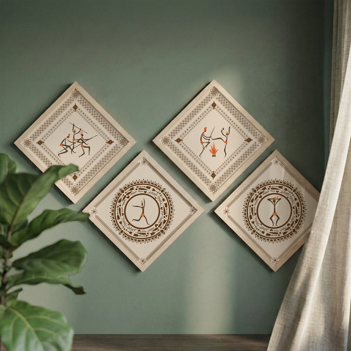 Warli Heritage Wall Art Set of 4