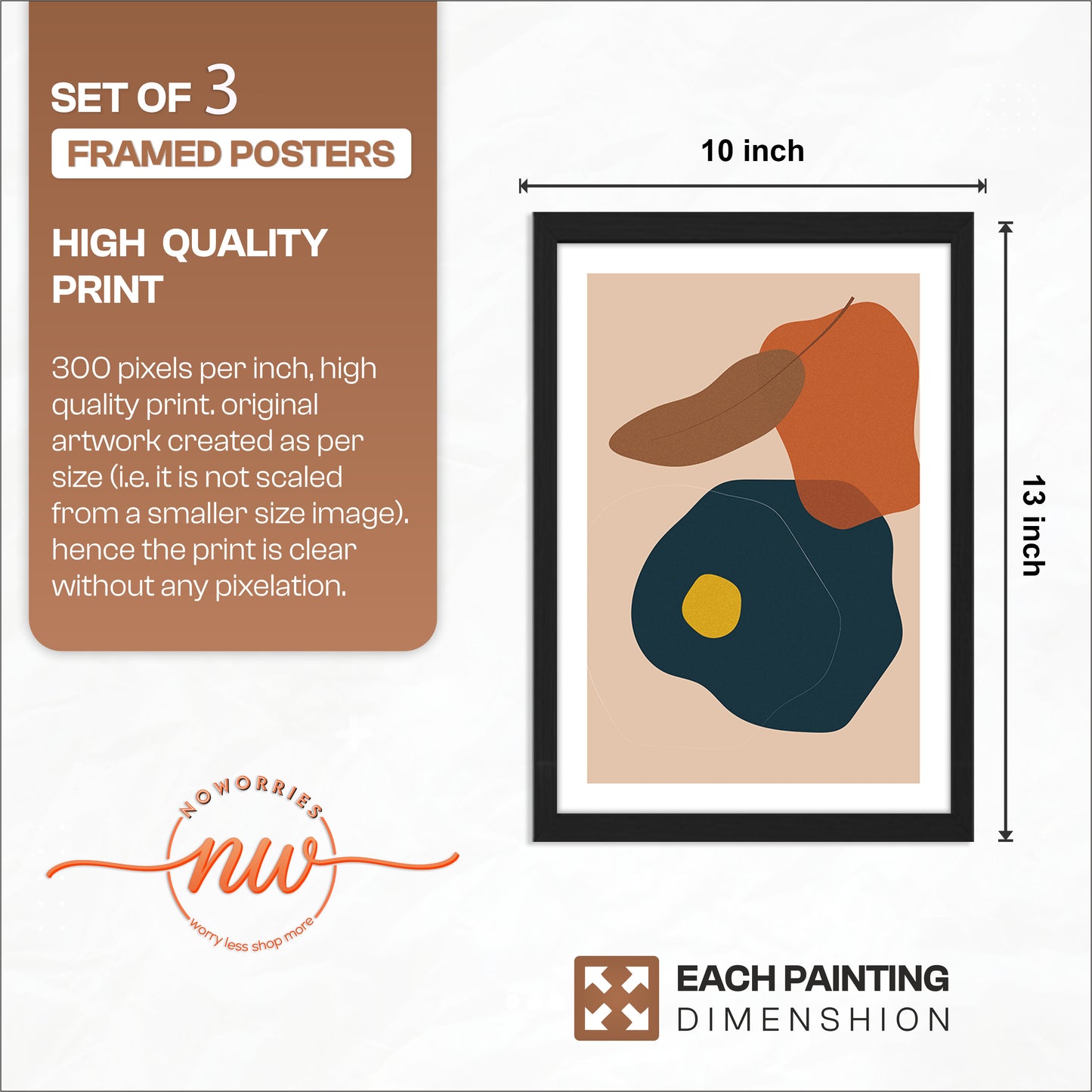 Modern Abstract Wall Frames Set of 3