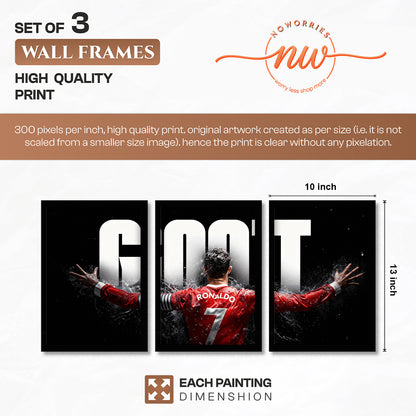 Cristiano Ronaldo GOAT Wall Art Set of 3