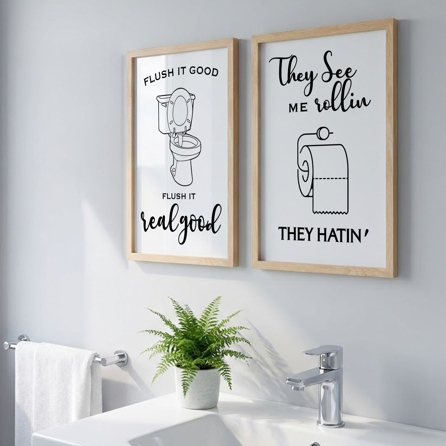 Funny Bathroom Quotes Set of 2