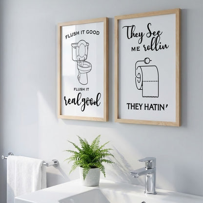 Funny Bathroom Quotes Set of 2