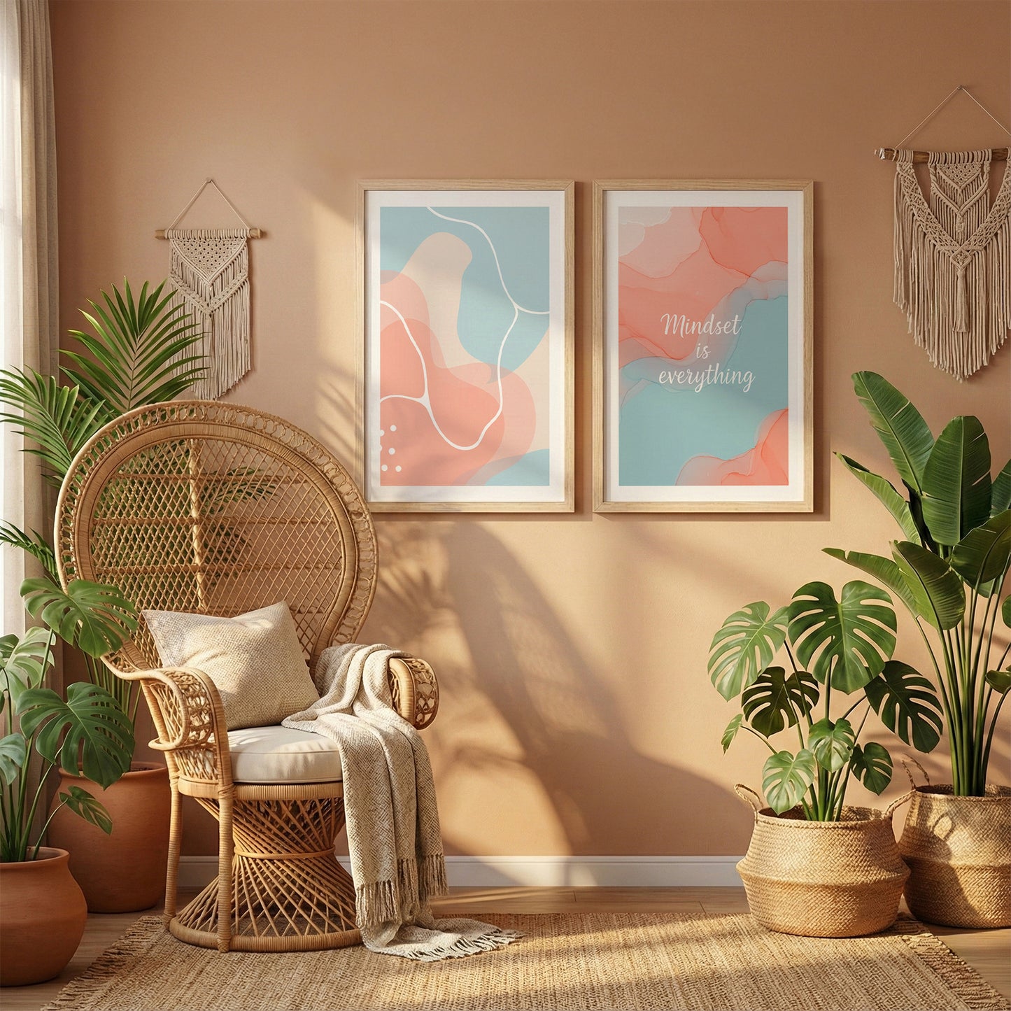 Mindset Is Everything Abstract Wall Art Set of 2