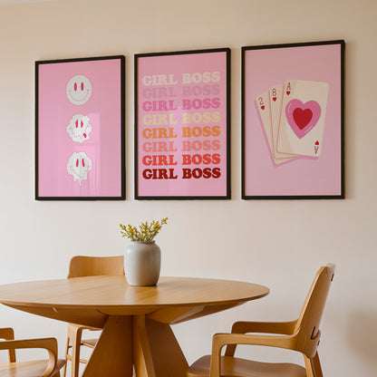 Pink Girl Boss Wall Art Set