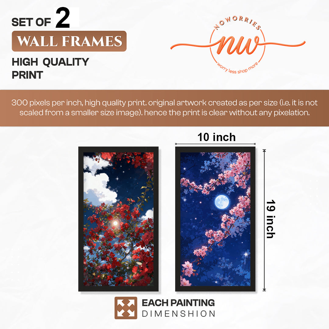 Moonlit Sakura Blossom Wall Frame Set of 2