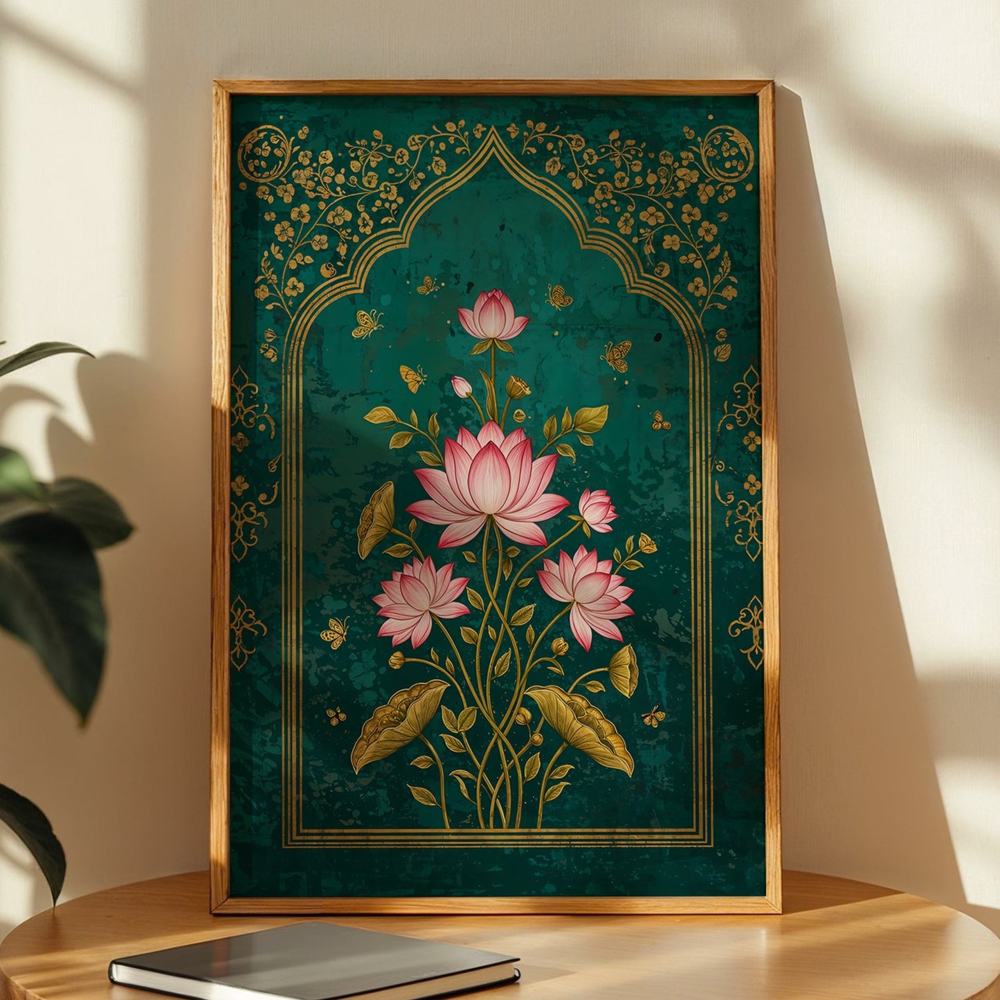Mystic Emerald Lotus Wall Frame Set of 1
