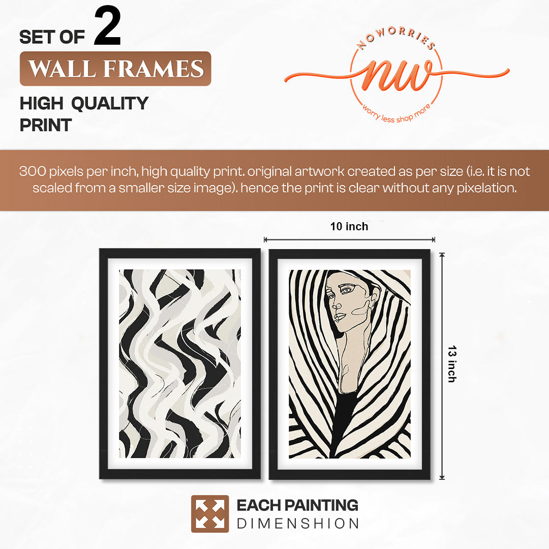 Black & White Abstract Woman Wall Art Set