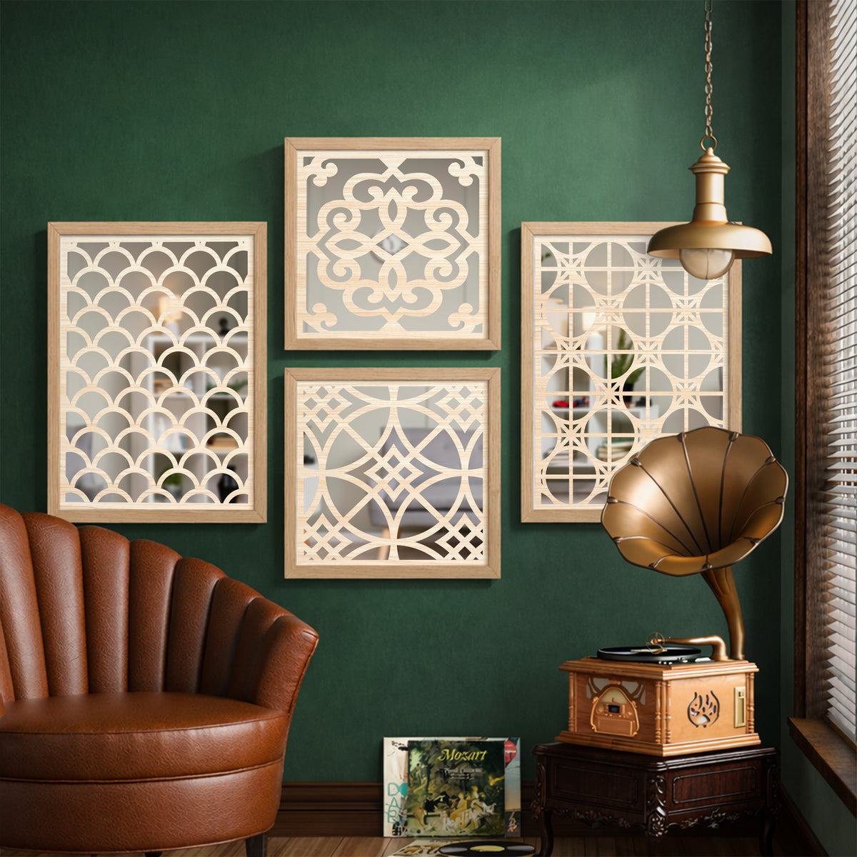 Blush Arabesque Mirror Art Set of 4