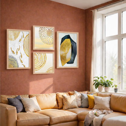 Modern Gold Abstract Wall Art Set of 4