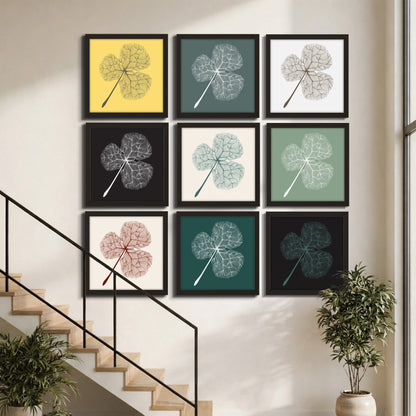 Vintage Botanical Leaf Gallery Wall Frame Set of 9