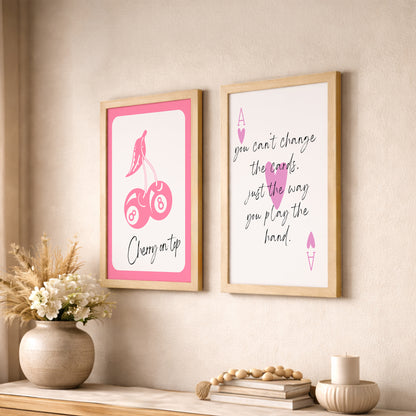 Cherry & Motivational Typography Print Set