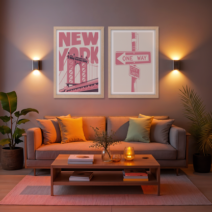 Pink Cityscape – New York Wall Art Set