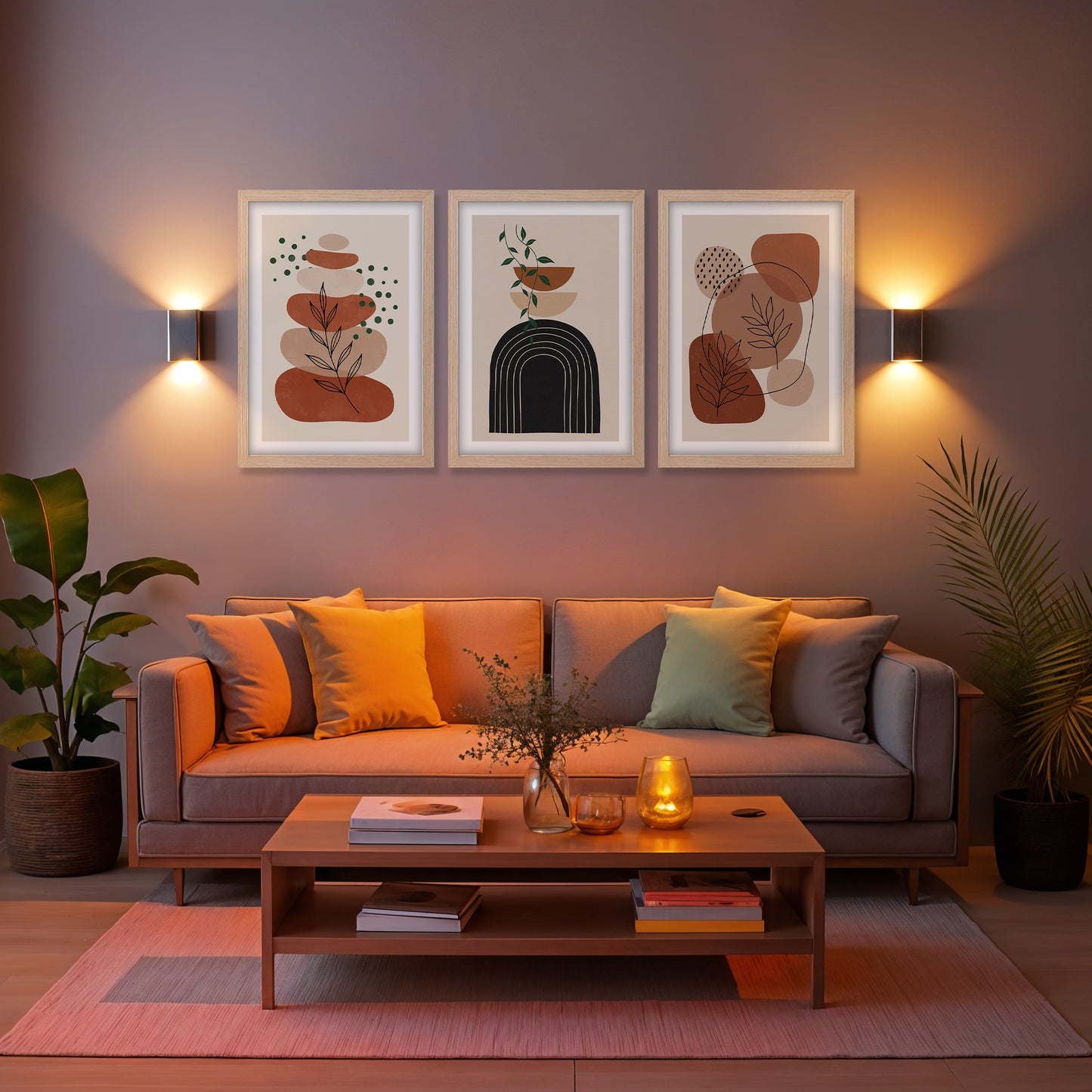 Boho Botanical Wall Art Set of 3