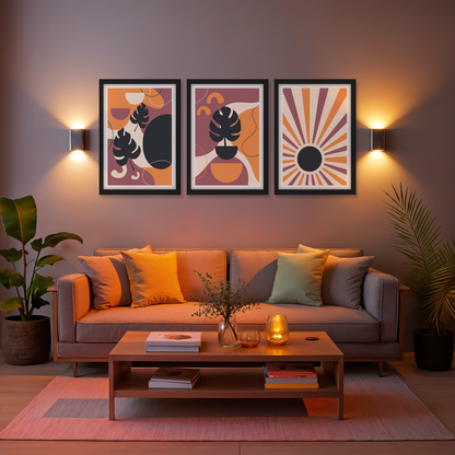 Retro Sunshine Trio Wall Frame Set